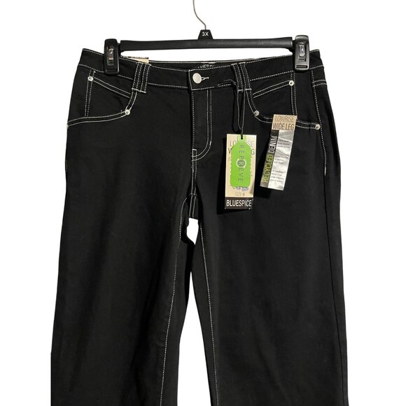 Blue Spice Low Rise Wide Leg Dad Jeans Womens JR Size 9 Black Sustainable Boho - Picture 4 of 12